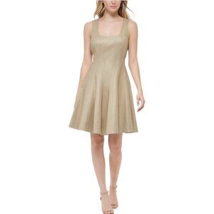 Tommy Hilfiger NWT $149 Gold Metallic Fit & Flare Mini Dress, Women’s Size 12